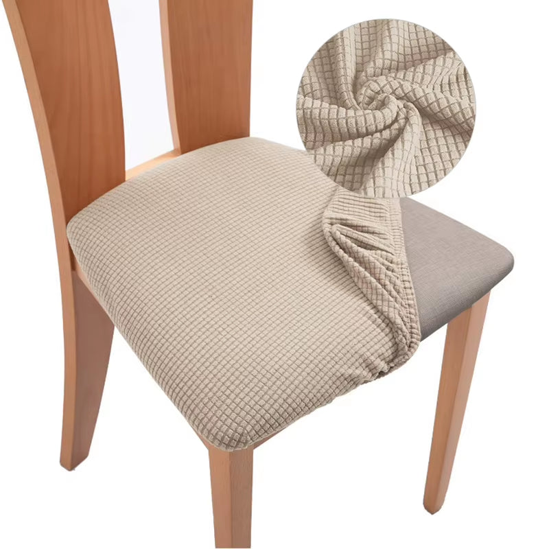 Stretch Jacquard Chair Seat Covers Chairs Removable Washable Upholstered Dining Room Seats Protector Cushion Slipcovers