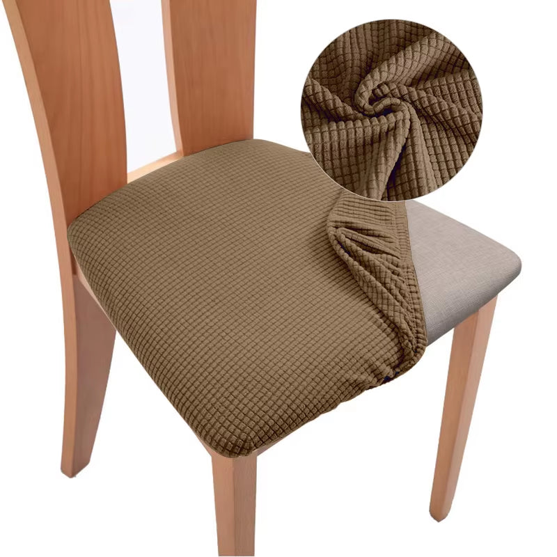 Stretch Jacquard Chair Seat Covers Chairs Removable Washable Upholstered Dining Room Seats Protector Cushion Slipcovers