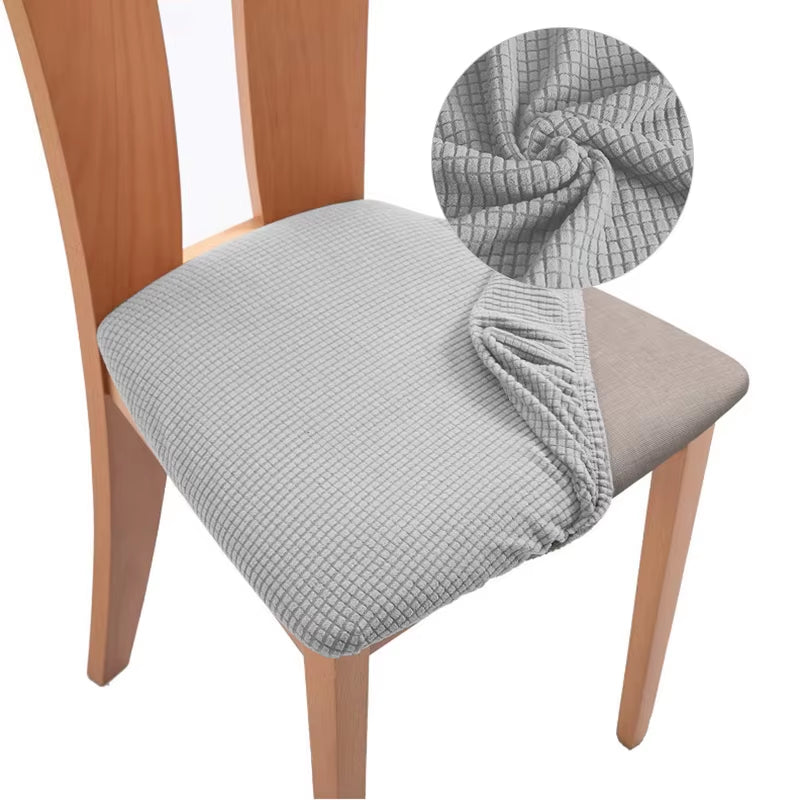 Stretch Jacquard Chair Seat Covers Chairs Removable Washable Upholstered Dining Room Seats Protector Cushion Slipcovers