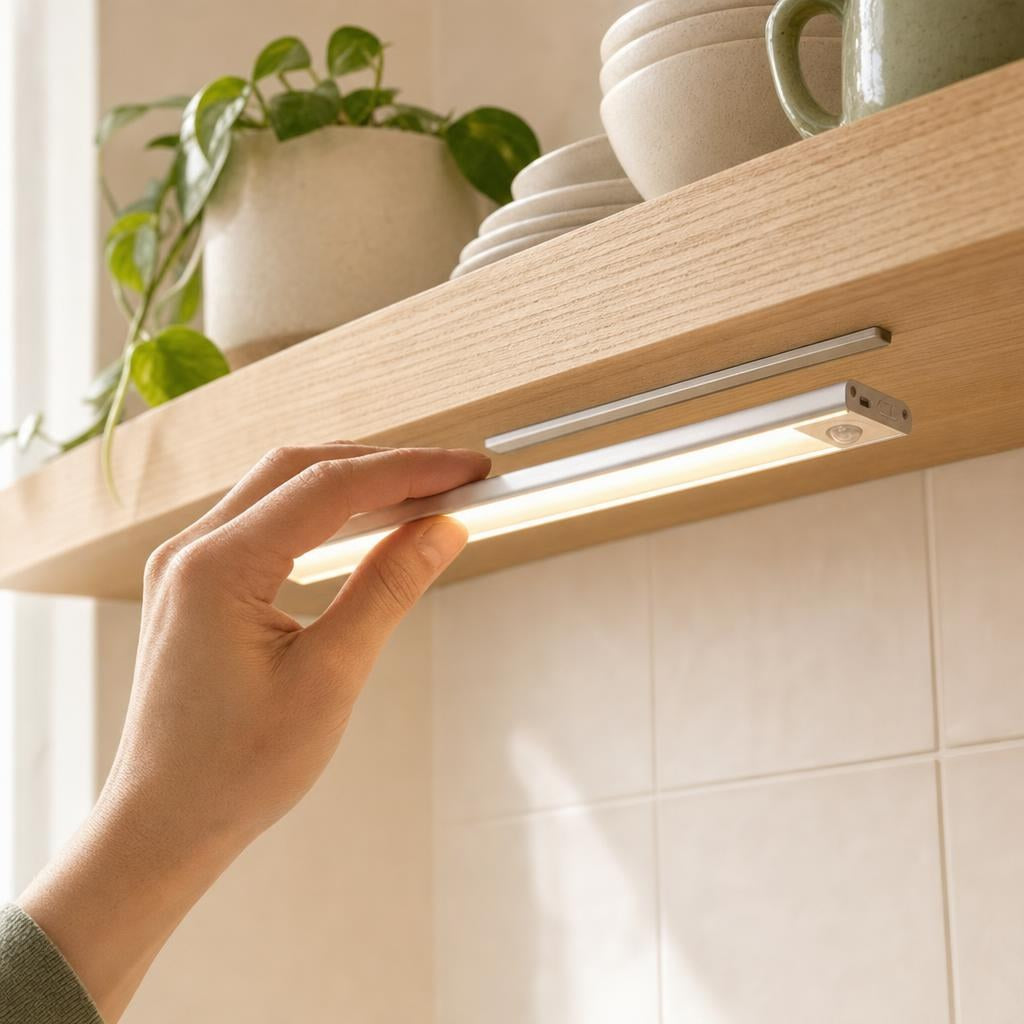 Attaching the LED cabinet light with no drilling