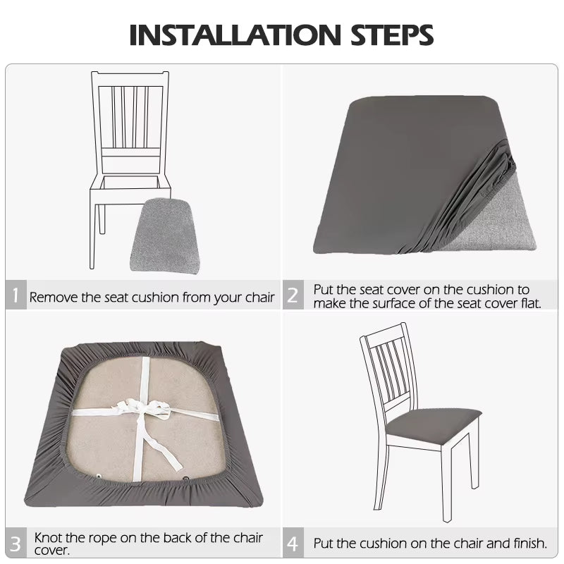 Stretch Jacquard Chair Seat Covers Chairs Removable Washable Upholstered Dining Room Seats Protector Cushion Slipcovers