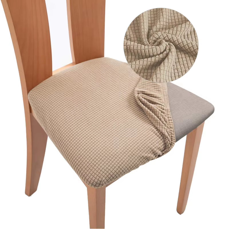 Stretch Jacquard Chair Seat Covers Chairs Removable Washable Upholstered Dining Room Seats Protector Cushion Slipcovers