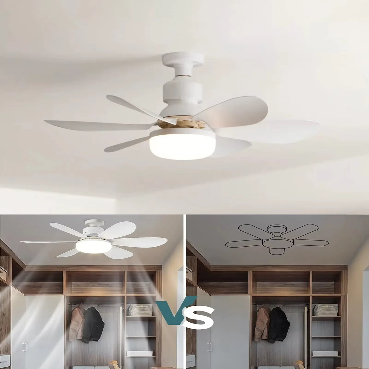 LED Socket Fan Light with Remote Small Ceiling Fan with Light, Cordless Light Socket Fan for Kitchen Bedroom Small Room