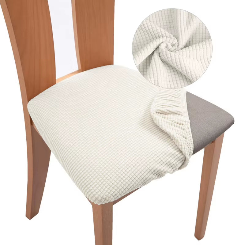 Stretch Jacquard Chair Seat Covers Chairs Removable Washable Upholstered Dining Room Seats Protector Cushion Slipcovers